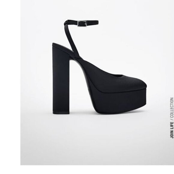 Zara Ankle Strap Heeled Platform Shoes, NWT, 7.5 - Picture 1 of 9